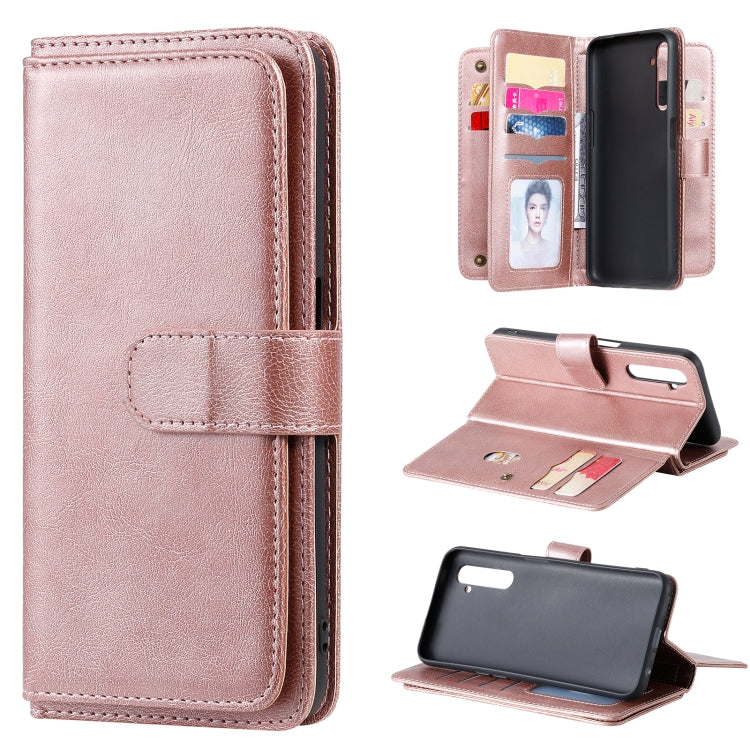 For OPPO Realme 6 Multifunctional Magnetic Copper Buckle Horizontal Flip Solid Color Leather Case with 10 Card Slots & Wallet & Holder & Photo Frame