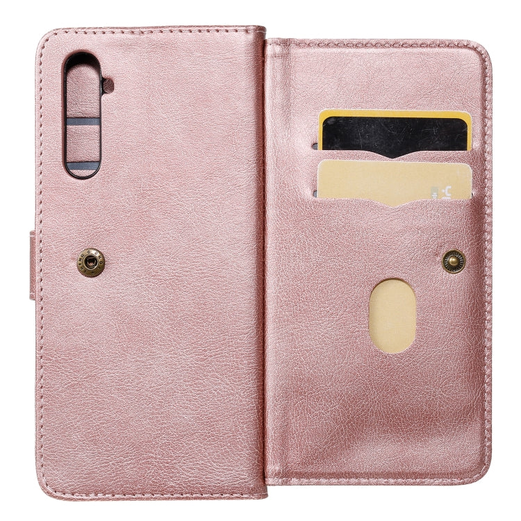 For OPPO Realme 6 Multifunctional Magnetic Copper Buckle Horizontal Flip Solid Color Leather Case with 10 Card Slots & Wallet & Holder & Photo Frame