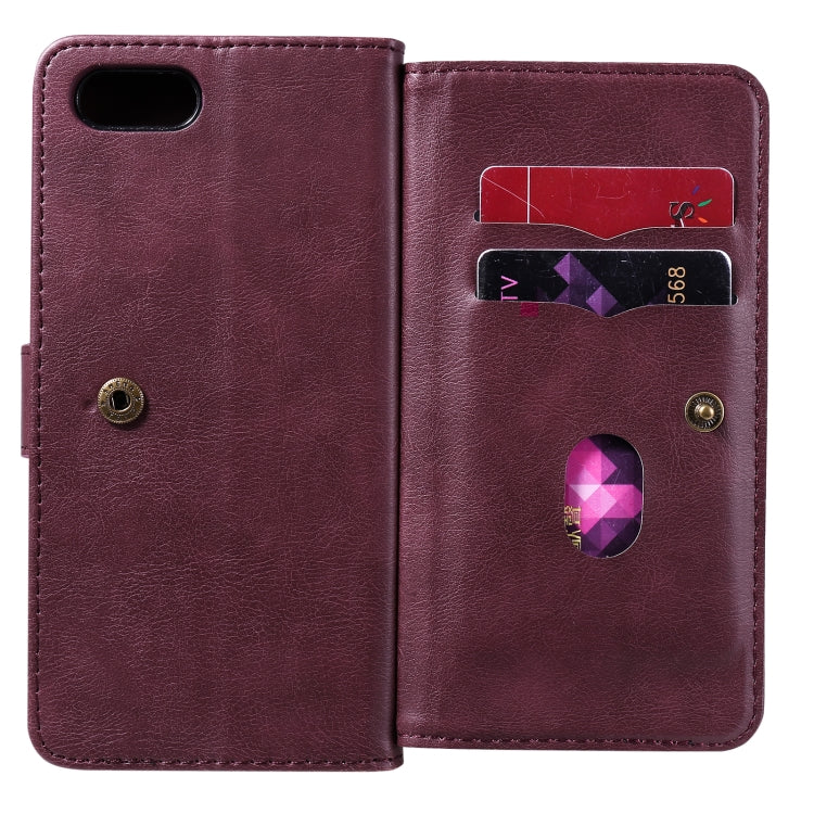 For OPPO A1k / Realme C2 Multifunctional Magnetic Copper Buckle Horizontal Flip Solid Color Leather Case with 10 Card Slots & Wallet & Holder & Photo Frame