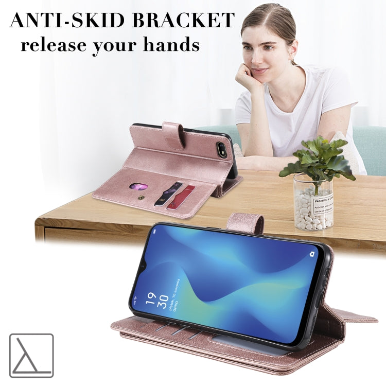 For OPPO A1k / Realme C2 Multifunctional Magnetic Copper Buckle Horizontal Flip Solid Color Leather Case with 10 Card Slots & Wallet & Holder & Photo Frame