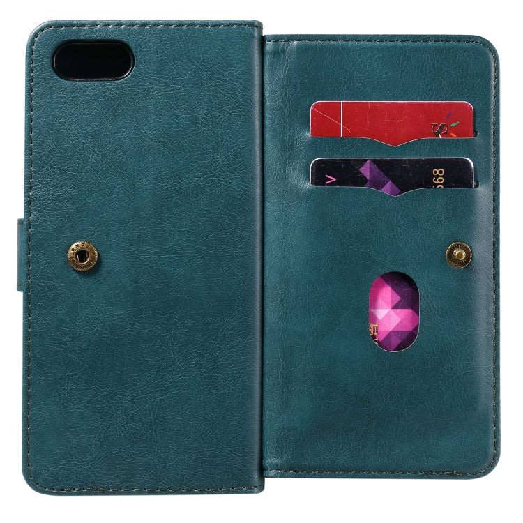For OPPO A1k / Realme C2 Multifunctional Magnetic Copper Buckle Horizontal Flip Solid Color Leather Case with 10 Card Slots & Wallet & Holder & Photo Frame