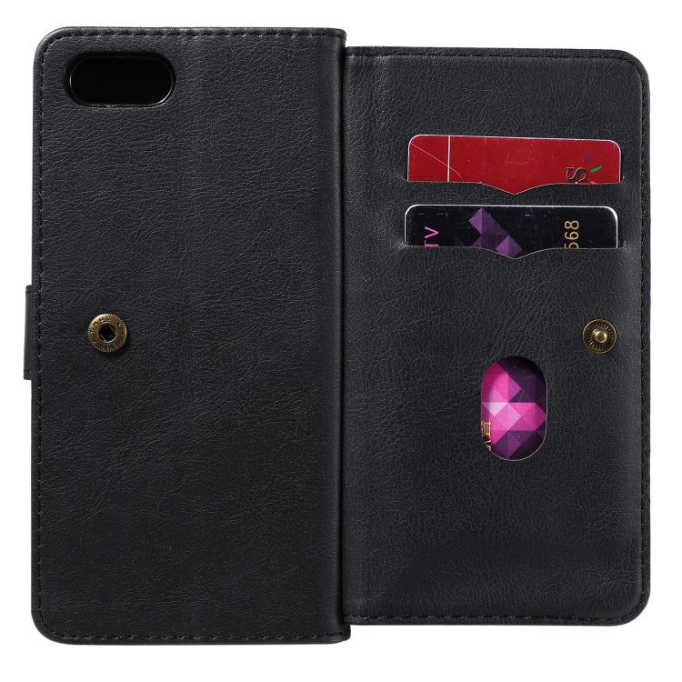 For OPPO A1k / Realme C2 Multifunctional Magnetic Copper Buckle Horizontal Flip Solid Color Leather Case with 10 Card Slots & Wallet & Holder & Photo Frame