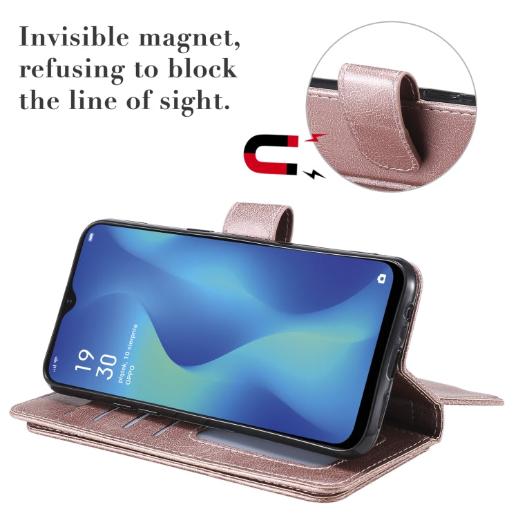 For OPPO A1k / Realme C2 Multifunctional Magnetic Copper Buckle Horizontal Flip Solid Color Leather Case with 10 Card Slots & Wallet & Holder & Photo Frame