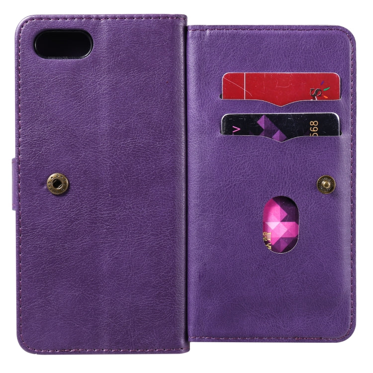For OPPO A1k / Realme C2 Multifunctional Magnetic Copper Buckle Horizontal Flip Solid Color Leather Case with 10 Card Slots & Wallet & Holder & Photo Frame