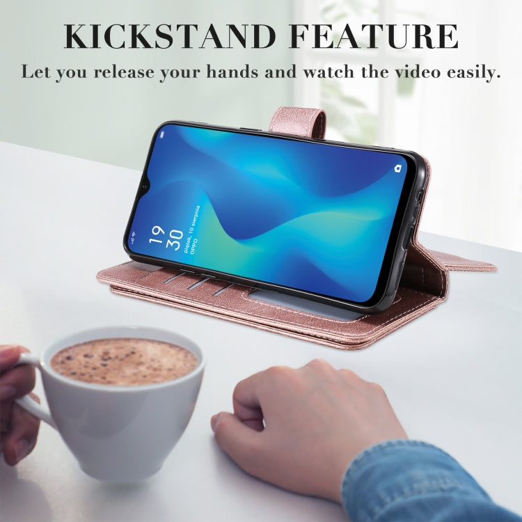 For OPPO A1k / Realme C2 Multifunctional Magnetic Copper Buckle Horizontal Flip Solid Color Leather Case with 10 Card Slots & Wallet & Holder & Photo Frame