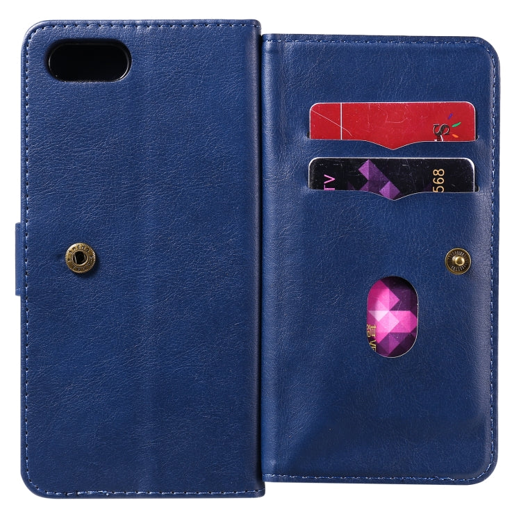 For OPPO A1k / Realme C2 Multifunctional Magnetic Copper Buckle Horizontal Flip Solid Color Leather Case with 10 Card Slots & Wallet & Holder & Photo Frame