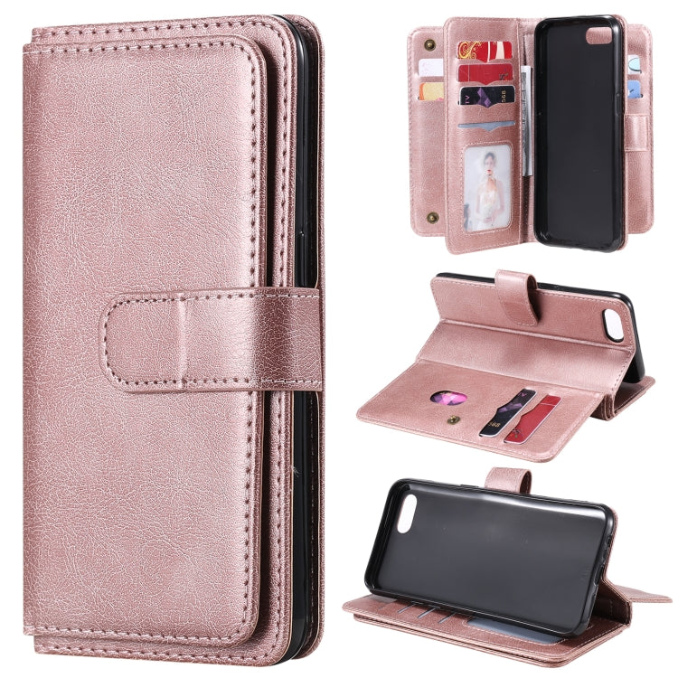 For OPPO A1k / Realme C2 Multifunctional Magnetic Copper Buckle Horizontal Flip Solid Color Leather Case with 10 Card Slots & Wallet & Holder & Photo Frame