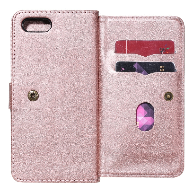 For OPPO A1k / Realme C2 Multifunctional Magnetic Copper Buckle Horizontal Flip Solid Color Leather Case with 10 Card Slots & Wallet & Holder & Photo Frame