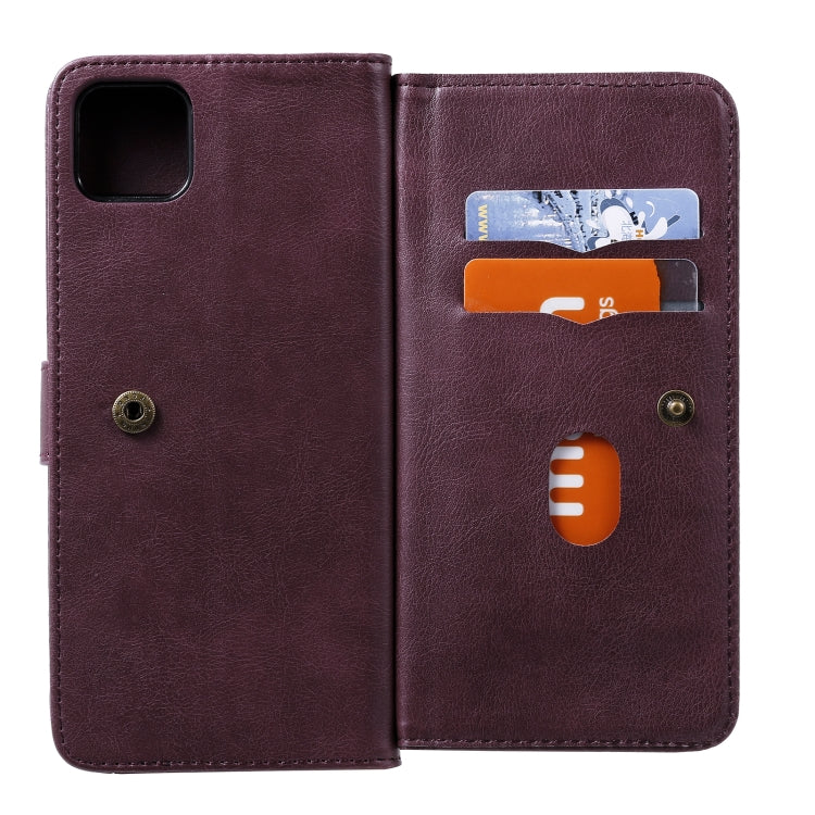 For OPPO Realme C11 Multifunctional Magnetic Copper Buckle Horizontal Flip Solid Color Leather Case with 10 Card Slots & Wallet & Holder & Photo Frame