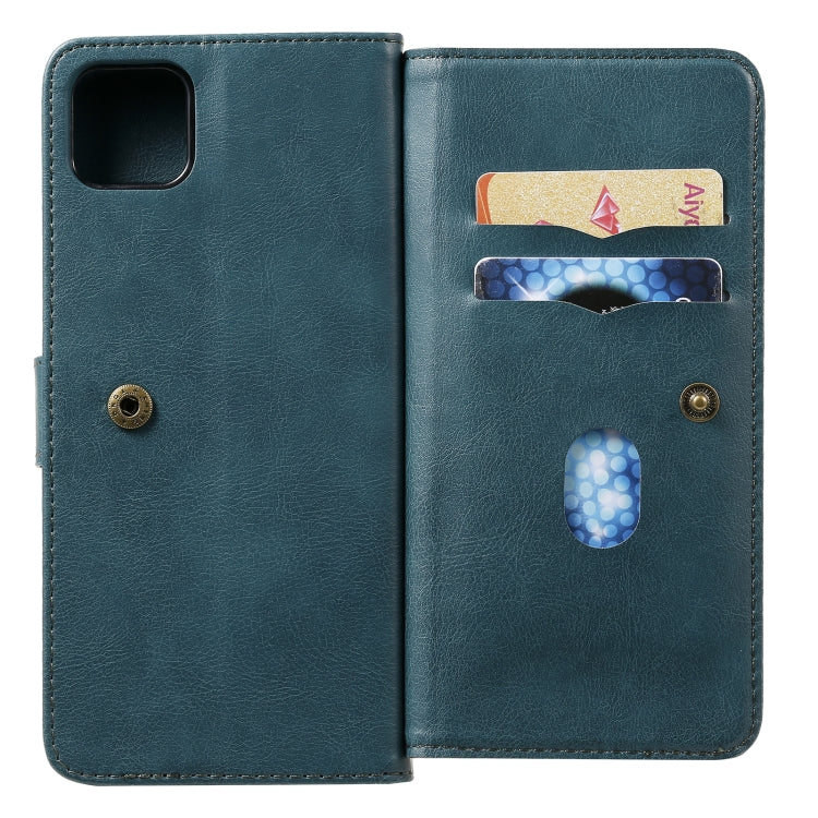 For OPPO Realme C11 Multifunctional Magnetic Copper Buckle Horizontal Flip Solid Color Leather Case with 10 Card Slots & Wallet & Holder & Photo Frame