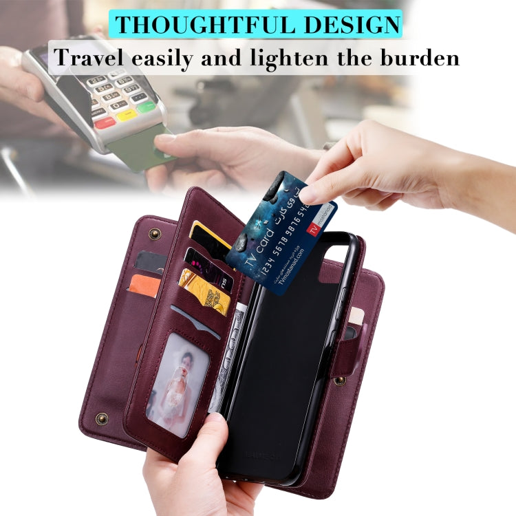 For OPPO Realme C11 Multifunctional Magnetic Copper Buckle Horizontal Flip Solid Color Leather Case with 10 Card Slots & Wallet & Holder & Photo Frame