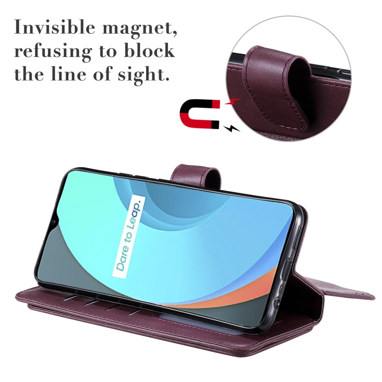 For OPPO Realme C11 Multifunctional Magnetic Copper Buckle Horizontal Flip Solid Color Leather Case with 10 Card Slots & Wallet & Holder & Photo Frame