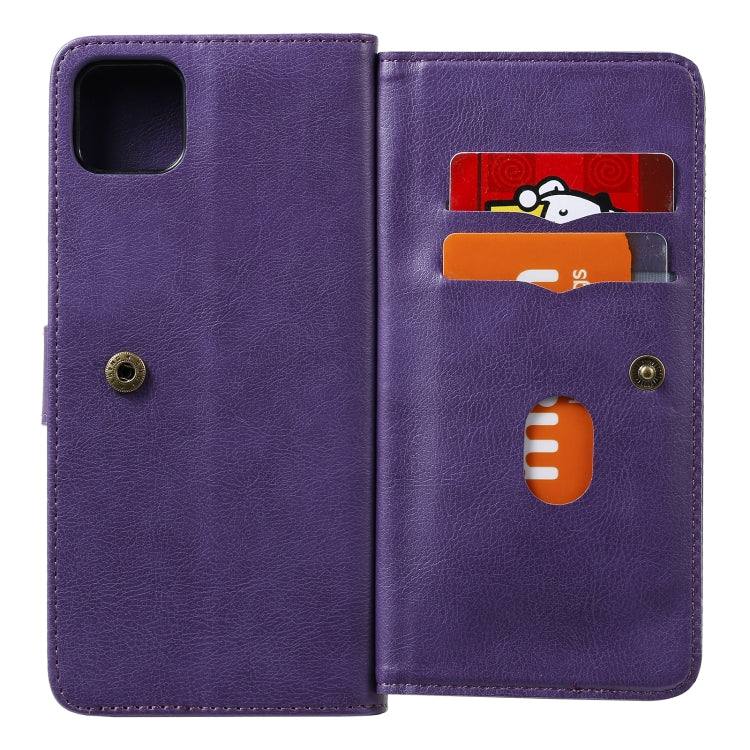 For OPPO Realme C11 Multifunctional Magnetic Copper Buckle Horizontal Flip Solid Color Leather Case with 10 Card Slots & Wallet & Holder & Photo Frame