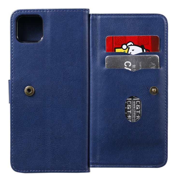 For OPPO Realme C11 Multifunctional Magnetic Copper Buckle Horizontal Flip Solid Color Leather Case with 10 Card Slots & Wallet & Holder & Photo Frame