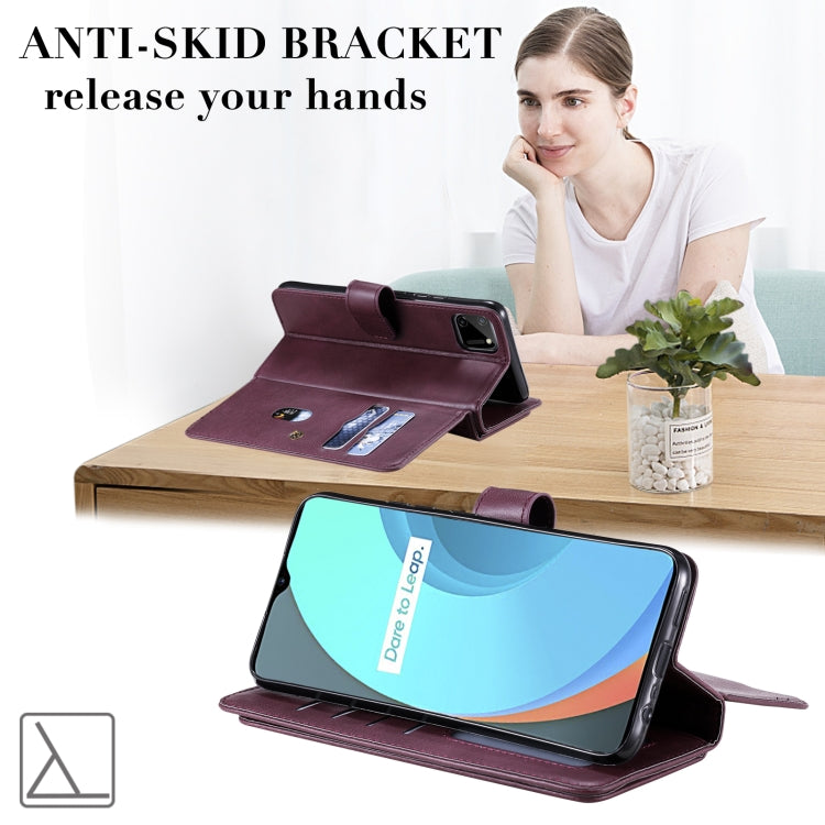 For OPPO Realme C11 Multifunctional Magnetic Copper Buckle Horizontal Flip Solid Color Leather Case with 10 Card Slots & Wallet & Holder & Photo Frame