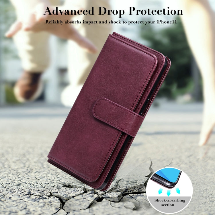 For OPPO Realme C11 Multifunctional Magnetic Copper Buckle Horizontal Flip Solid Color Leather Case with 10 Card Slots & Wallet & Holder & Photo Frame