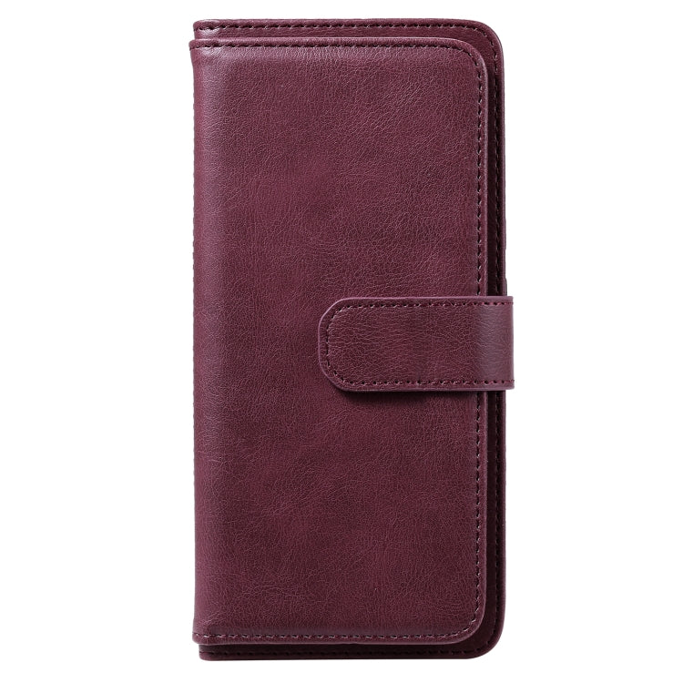 For OPPO Realme C15 Multifunctional Magnetic Copper Buckle Horizontal Flip Solid Color Leather Case with 10 Card Slots & Wallet & Holder & Photo Frame
