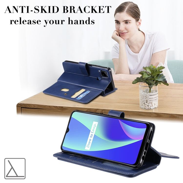 For OPPO Realme C15 Multifunctional Magnetic Copper Buckle Horizontal Flip Solid Color Leather Case with 10 Card Slots & Wallet & Holder & Photo Frame