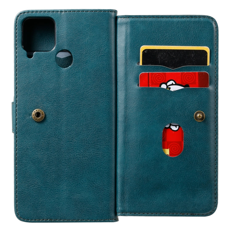 For OPPO Realme C15 Multifunctional Magnetic Copper Buckle Horizontal Flip Solid Color Leather Case with 10 Card Slots & Wallet & Holder & Photo Frame