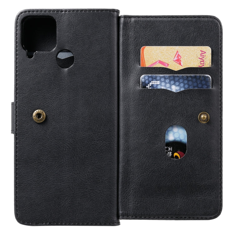 For OPPO Realme C15 Multifunctional Magnetic Copper Buckle Horizontal Flip Solid Color Leather Case with 10 Card Slots & Wallet & Holder & Photo Frame