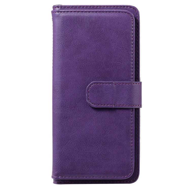 For OPPO Realme C15 Multifunctional Magnetic Copper Buckle Horizontal Flip Solid Color Leather Case with 10 Card Slots & Wallet & Holder & Photo Frame