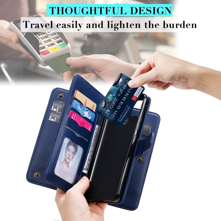 For OPPO Realme C15 Multifunctional Magnetic Copper Buckle Horizontal Flip Solid Color Leather Case with 10 Card Slots & Wallet & Holder & Photo Frame