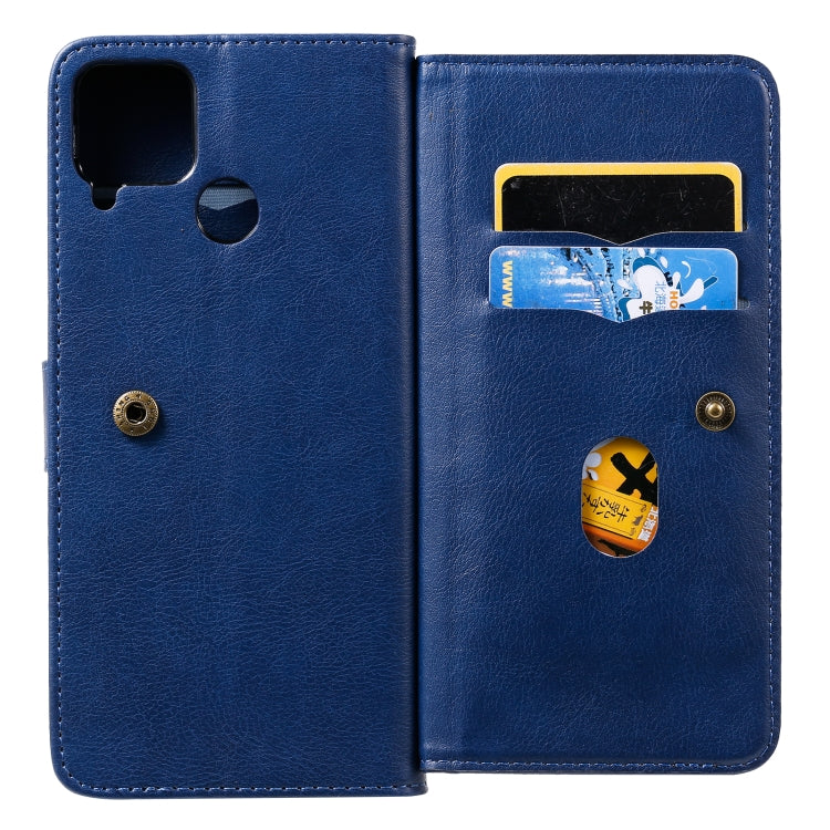 For OPPO Realme C15 Multifunctional Magnetic Copper Buckle Horizontal Flip Solid Color Leather Case with 10 Card Slots & Wallet & Holder & Photo Frame