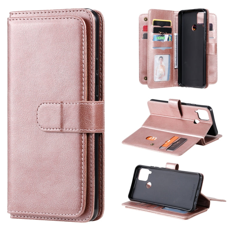 For OPPO Realme C15 Multifunctional Magnetic Copper Buckle Horizontal Flip Solid Color Leather Case with 10 Card Slots & Wallet & Holder & Photo Frame