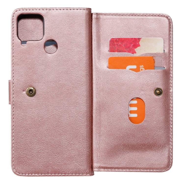 For OPPO Realme C15 Multifunctional Magnetic Copper Buckle Horizontal Flip Solid Color Leather Case with 10 Card Slots & Wallet & Holder & Photo Frame