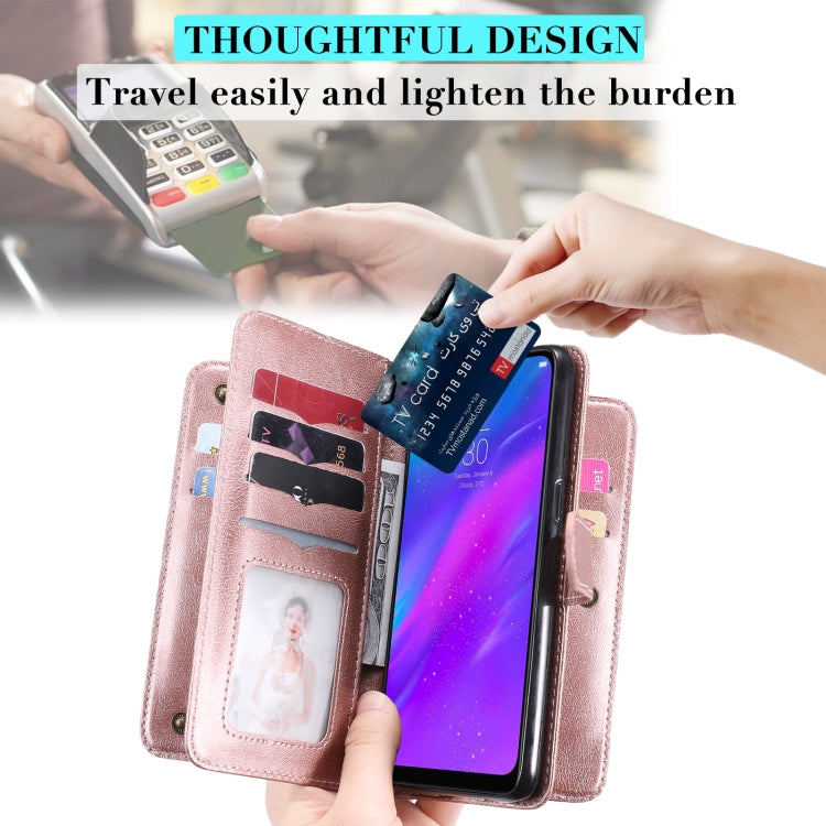 For OPPO Realme 3 / 3i Multifunctional Magnetic Copper Buckle Horizontal Flip Solid Color Leather Case with 10 Card Slots & Wallet & Holder & Photo Frame