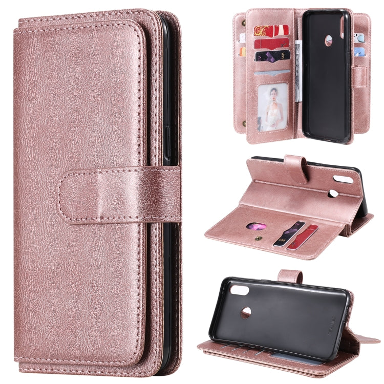 For OPPO Realme 3 / 3i Multifunctional Magnetic Copper Buckle Horizontal Flip Solid Color Leather Case with 10 Card Slots & Wallet & Holder & Photo Frame