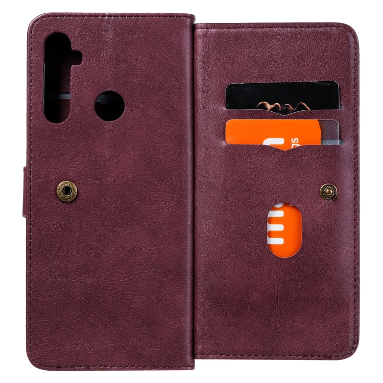 For OPPO Realme 5 Multifunctional Magnetic Copper Buckle Horizontal Flip Solid Color Leather Case with 10 Card Slots & Wallet & Holder & Photo Frame