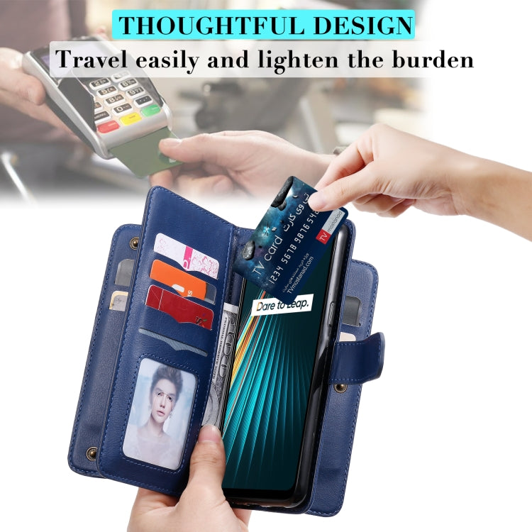 For OPPO Realme 5 Multifunctional Magnetic Copper Buckle Horizontal Flip Solid Color Leather Case with 10 Card Slots & Wallet & Holder & Photo Frame