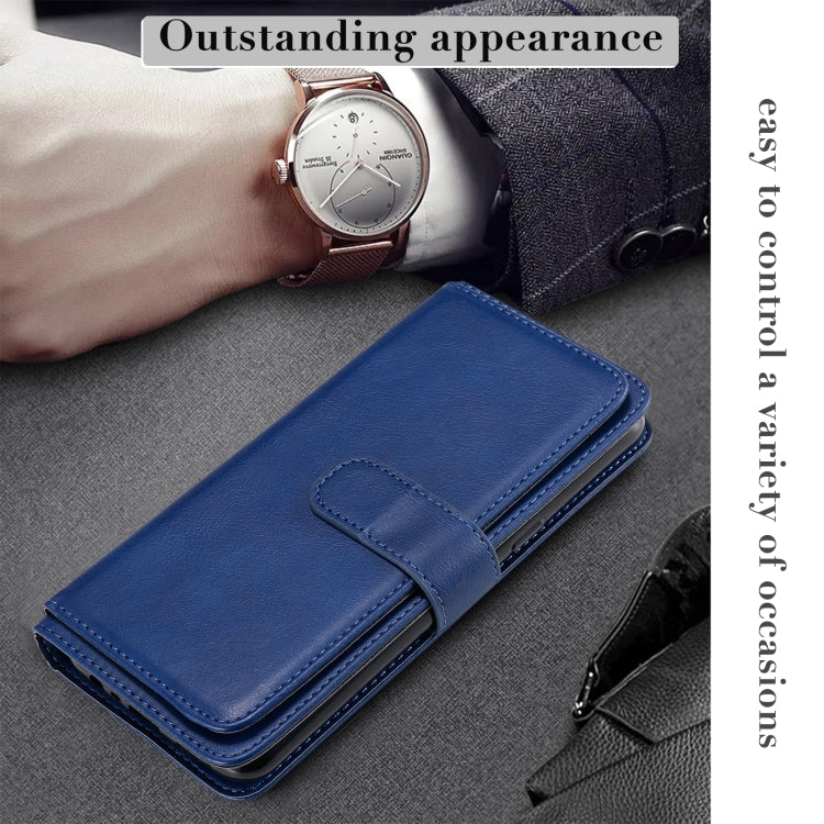 For OPPO Realme 5 Multifunctional Magnetic Copper Buckle Horizontal Flip Solid Color Leather Case with 10 Card Slots & Wallet & Holder & Photo Frame