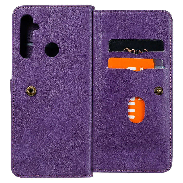 For OPPO Realme 5 Multifunctional Magnetic Copper Buckle Horizontal Flip Solid Color Leather Case with 10 Card Slots & Wallet & Holder & Photo Frame