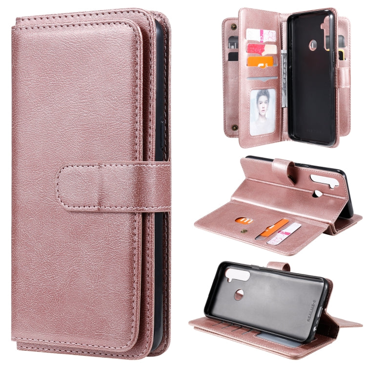 For OPPO Realme 5 Multifunctional Magnetic Copper Buckle Horizontal Flip Solid Color Leather Case with 10 Card Slots & Wallet & Holder & Photo Frame