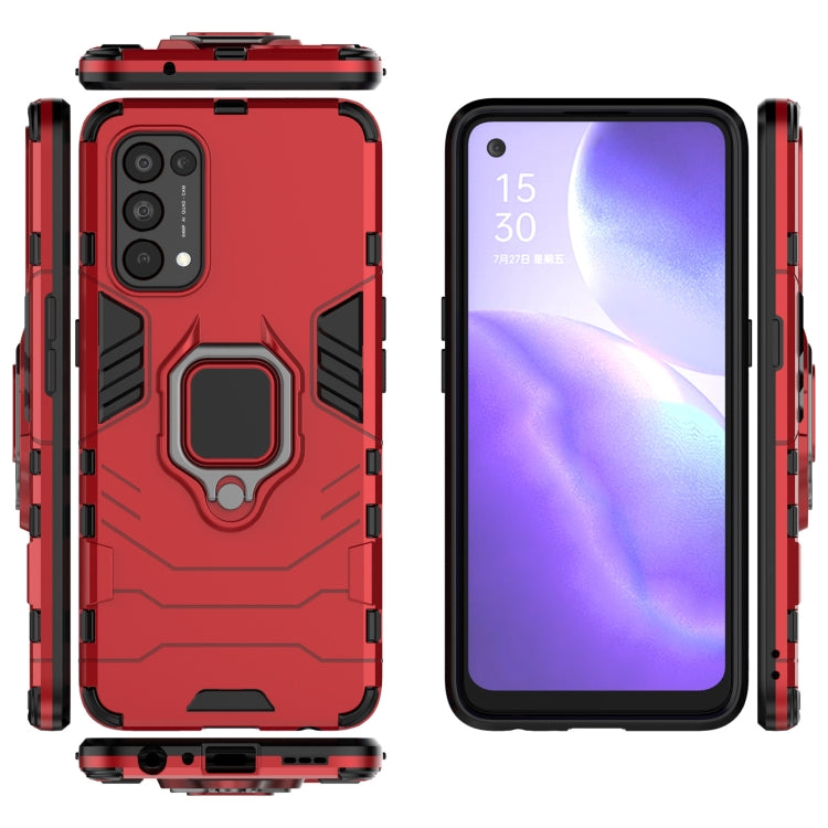 For OPPO Reno5 PC + TPU Shockproof Protective Case with Magnetic Ring Holder