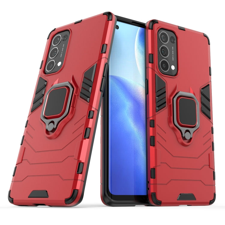 For OPPO Reno5 Pro PC + TPU Shockproof Protective Case with Magnetic Ring Holder
