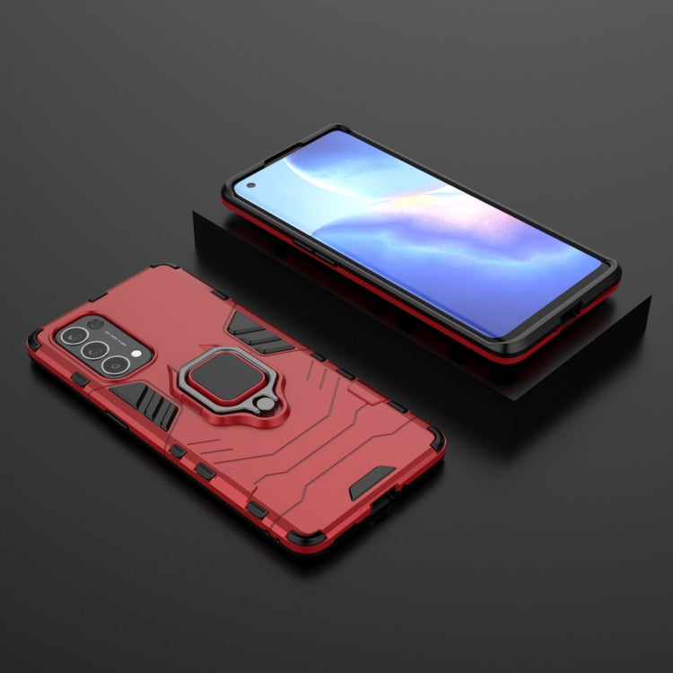 For OPPO Reno5 Pro PC + TPU Shockproof Protective Case with Magnetic Ring Holder