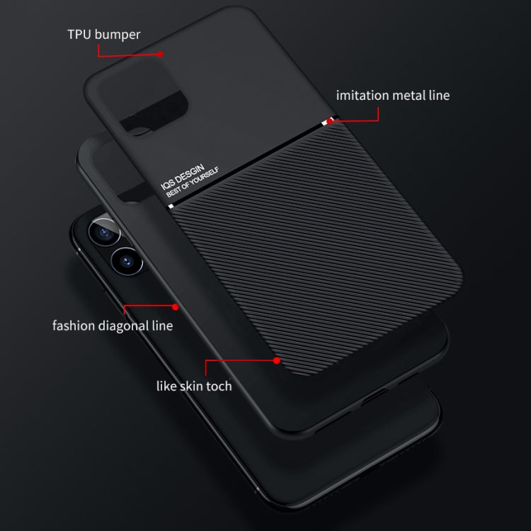 For iPhone 12 mini Classic Tilt Strip Grain Magnetic Shockproof PC + TPU Case