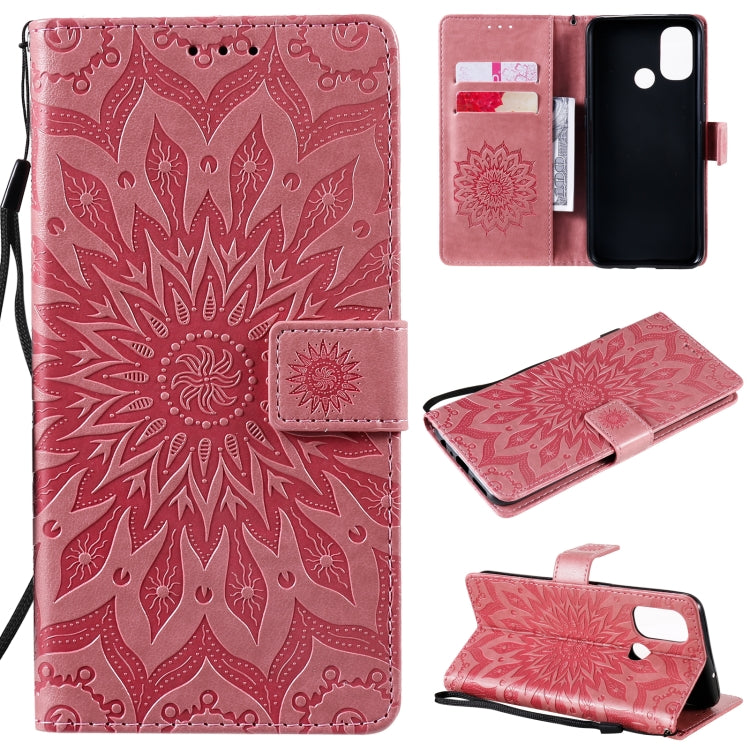 For OnePlus Nord N100 Sun Embossing Pattern Horizontal Flip Leather Case with Card Slot & Holder & Wallet & Lanyard