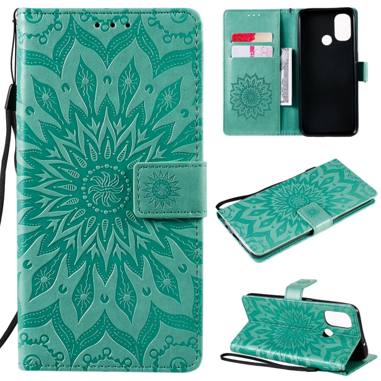 For OnePlus Nord N100 Sun Embossing Pattern Horizontal Flip Leather Case with Card Slot & Holder & Wallet & Lanyard