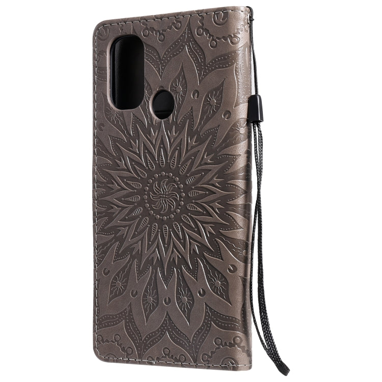 For OnePlus Nord N100 Sun Embossing Pattern Horizontal Flip Leather Case with Card Slot & Holder & Wallet & Lanyard