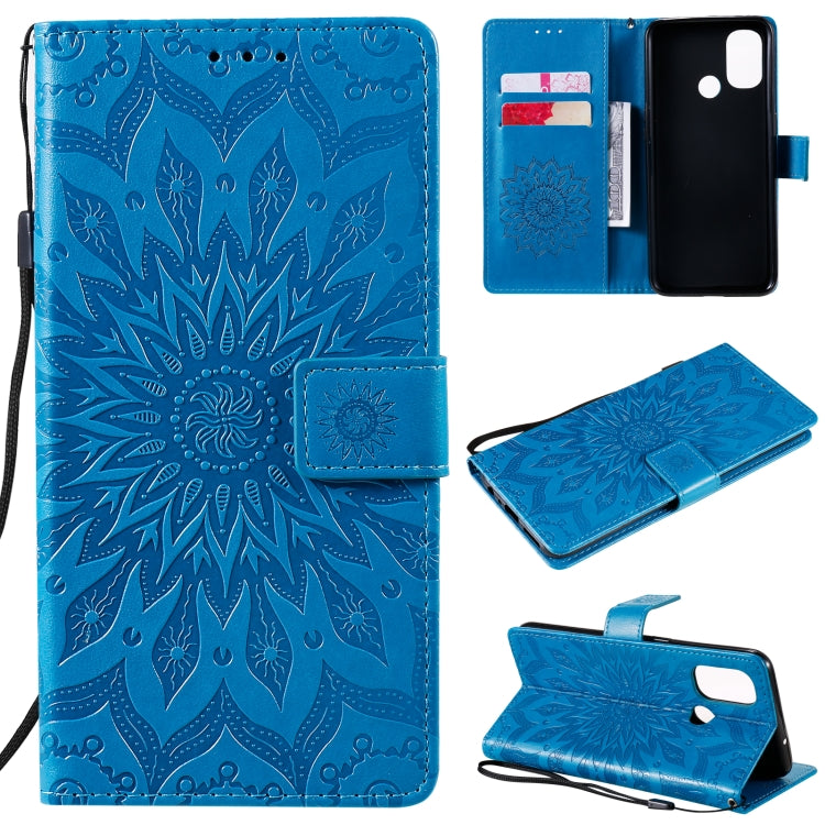 For OnePlus Nord N100 Sun Embossing Pattern Horizontal Flip Leather Case with Card Slot & Holder & Wallet & Lanyard