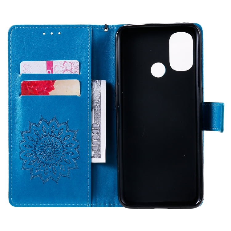 For OnePlus Nord N100 Sun Embossing Pattern Horizontal Flip Leather Case with Card Slot & Holder & Wallet & Lanyard