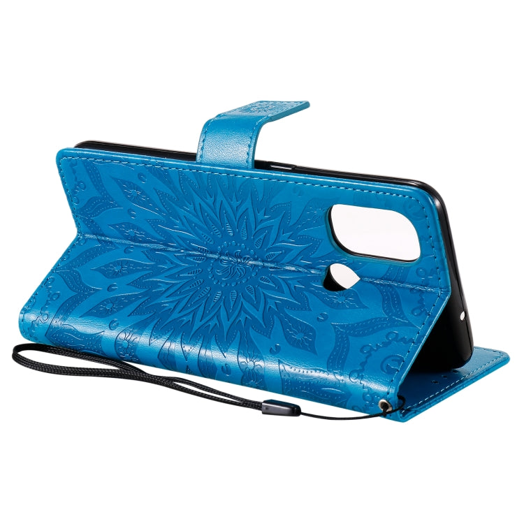 For OnePlus Nord N100 Sun Embossing Pattern Horizontal Flip Leather Case with Card Slot & Holder & Wallet & Lanyard