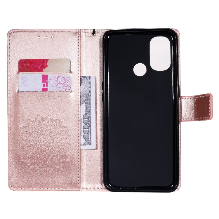For OnePlus Nord N100 Sun Embossing Pattern Horizontal Flip Leather Case with Card Slot & Holder & Wallet & Lanyard
