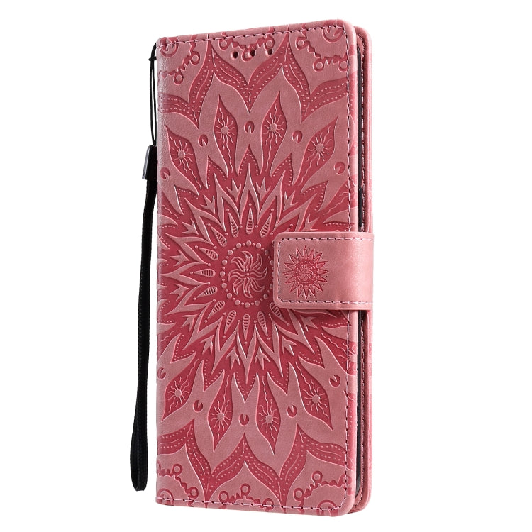 For OPPO F17 Pro / Reno4 Lite Sun Embossing Pattern Horizontal Flip Leather Case with Card Slot & Holder & Wallet & Lanyard