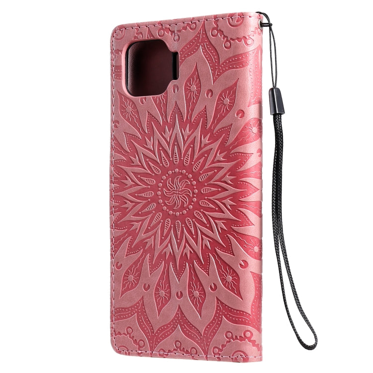 For OPPO F17 Pro / Reno4 Lite Sun Embossing Pattern Horizontal Flip Leather Case with Card Slot & Holder & Wallet & Lanyard