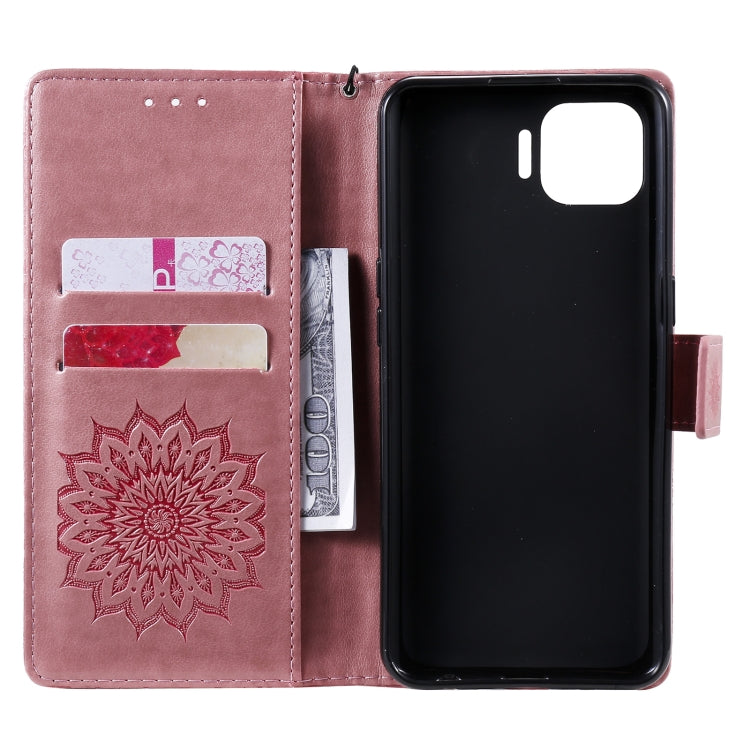 For OPPO F17 Pro / Reno4 Lite Sun Embossing Pattern Horizontal Flip Leather Case with Card Slot & Holder & Wallet & Lanyard